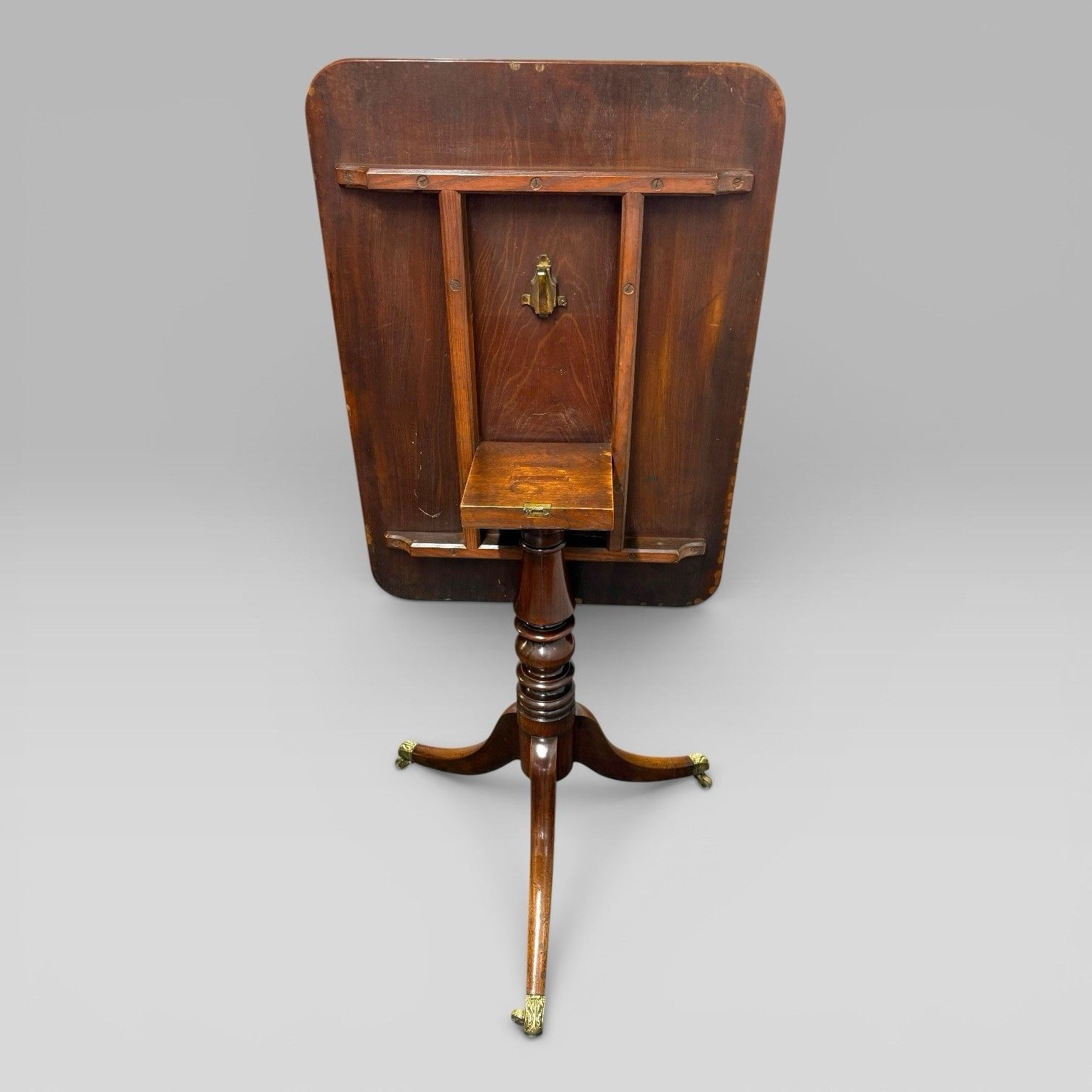 Antique Regency Mahogany Tilt Top Occasional Table With Brass Casters photo 465.0
