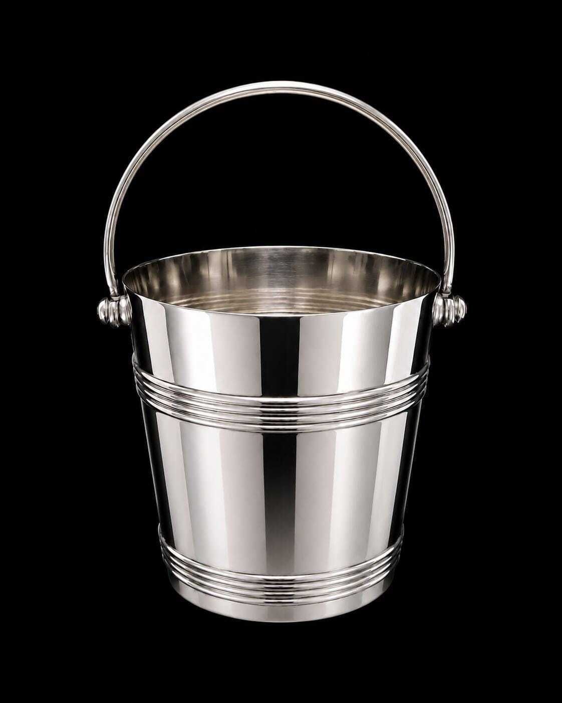 Vintage Christofle Biarritz Ice Bucket: Silver Plated Art Deco Barware