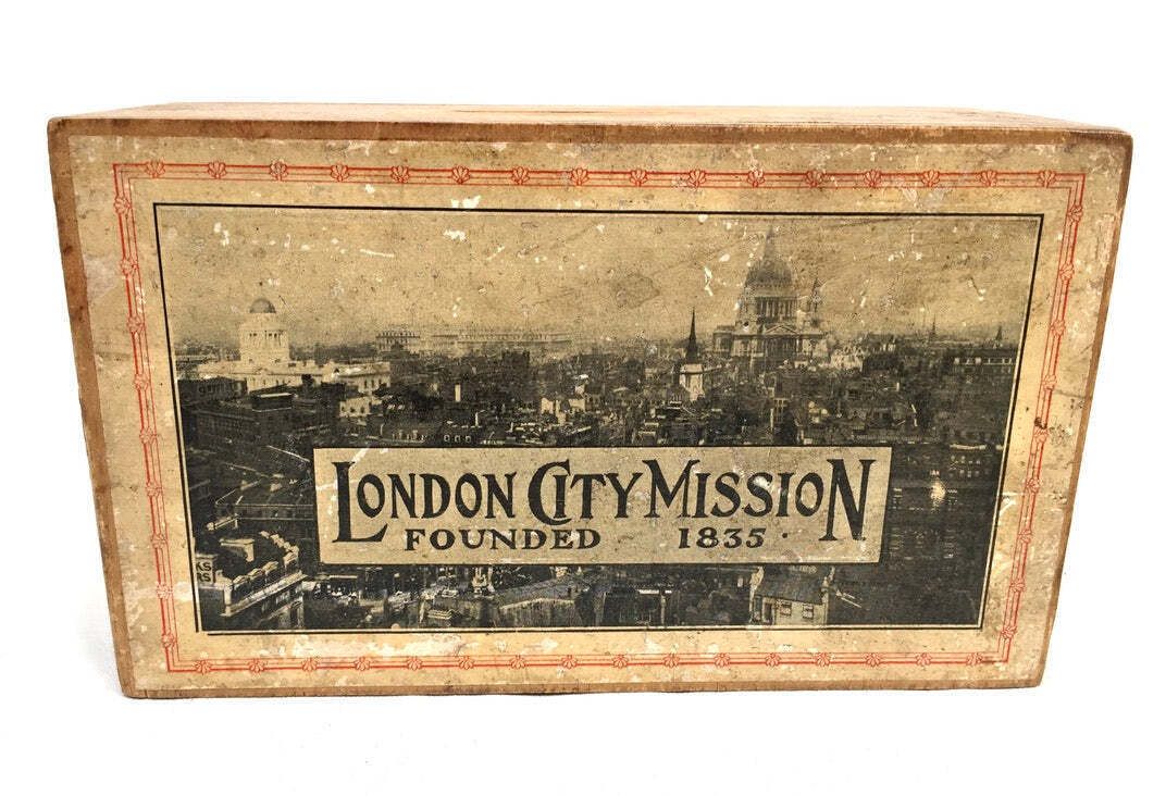 Antique London City Missionary Society Collection Money Box Missions To Men 1965 photo Home Decor