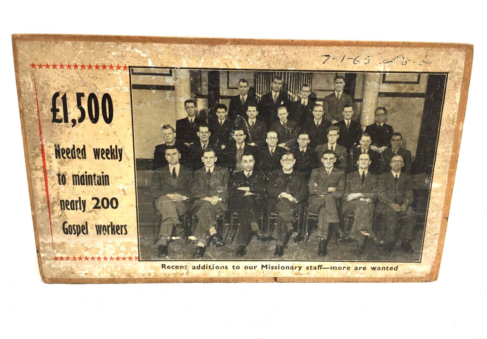 Antique London City Missionary Society Collection Money Box Missions To Men 1965 photo vintage