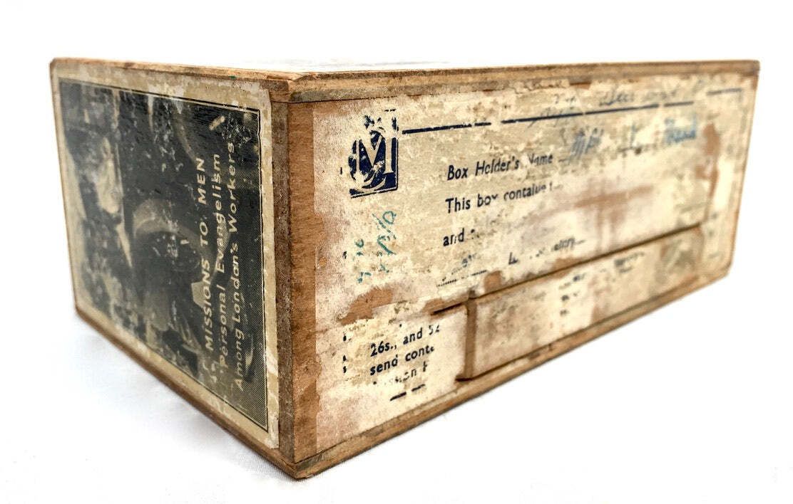 photo for sale Antique London City Missionary Society Collection Money Box Missions To Men 1965