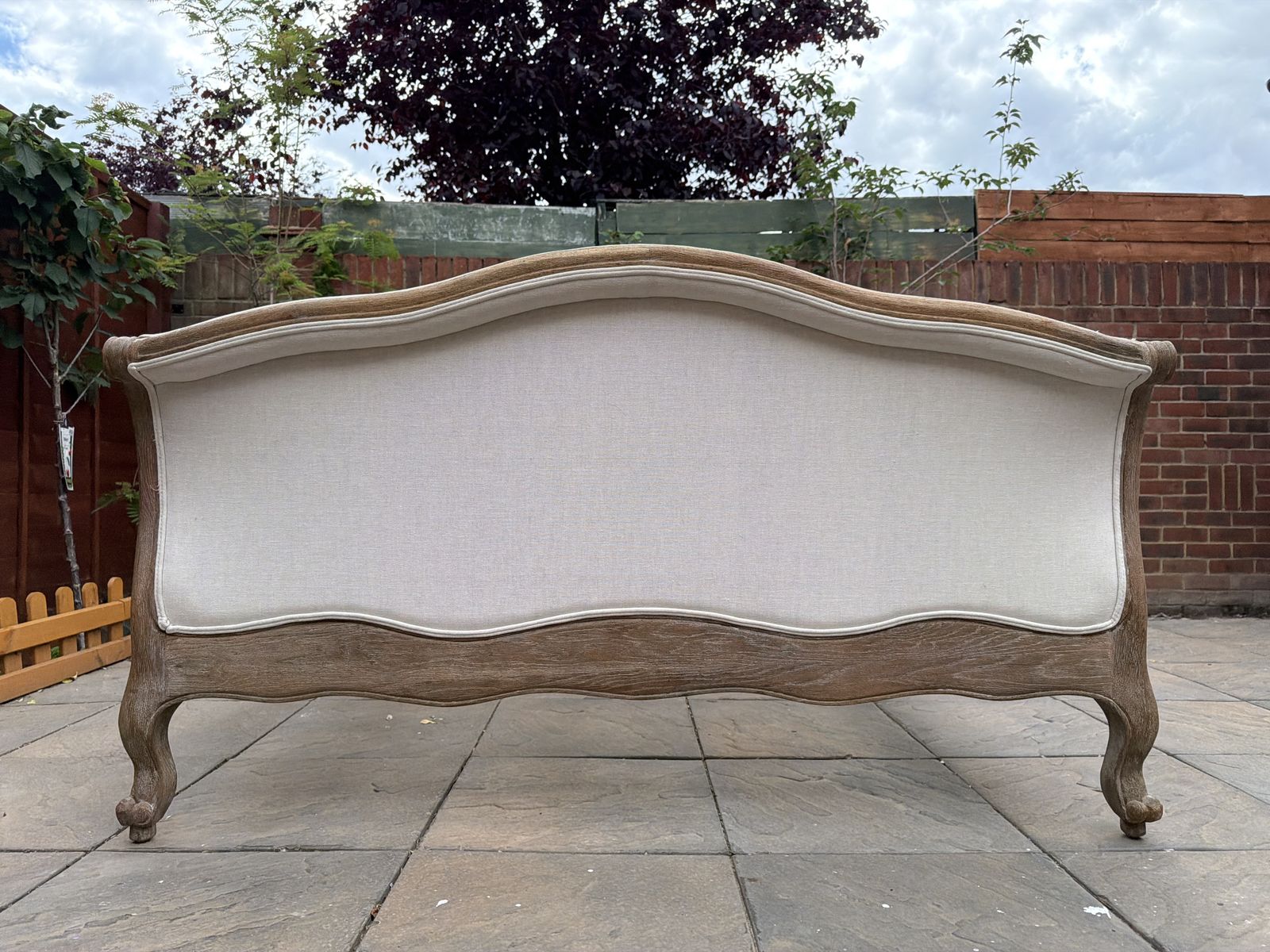 photo vinterior Stunning Loaf Antoinette French Sleigh Upholstered Solid Oak Double Size Bed Frame   Rrp £1,395