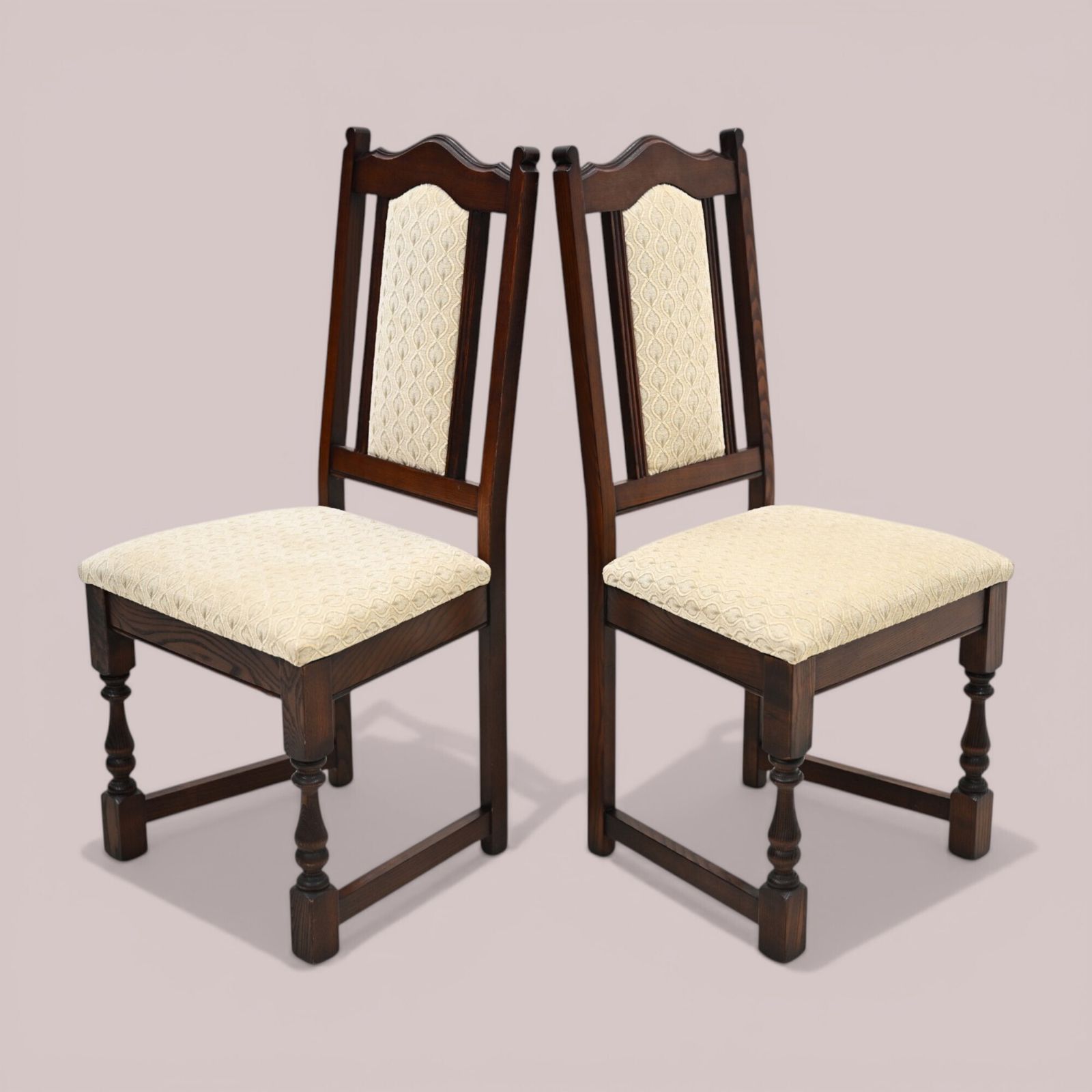 2 Old Charm Dining Chairs Solid Oak Tudor Brown Finish Exc Free Uk Delivery photo for sale