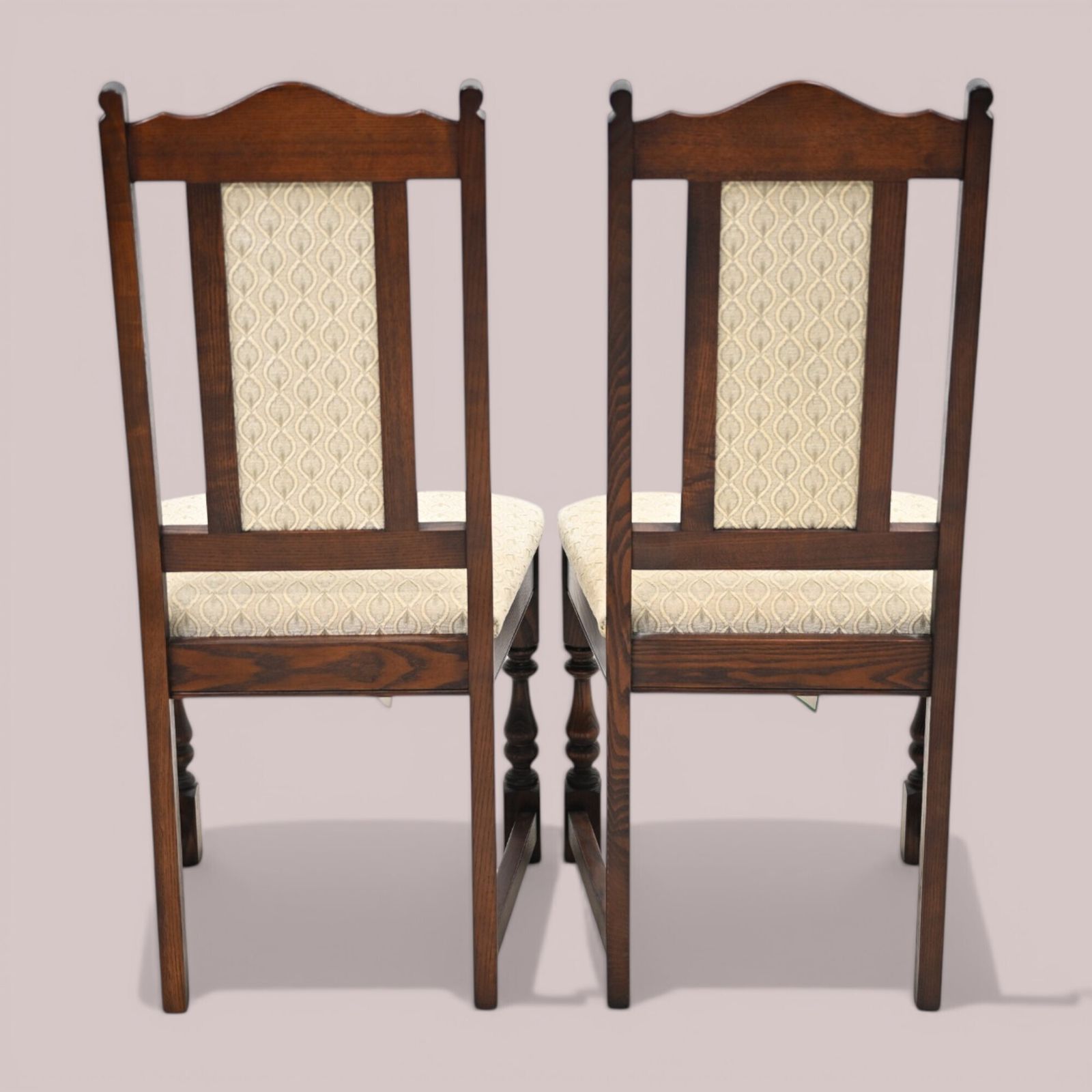 2 Old Charm Dining Chairs Solid Oak Tudor Brown Finish Exc Free Uk Delivery photo vinterior