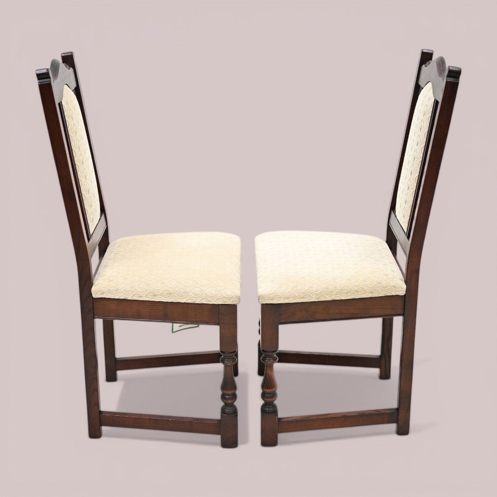 2 Old Charm Dining Chairs Solid Oak Tudor Brown Finish Exc Free Uk Delivery photo vintage