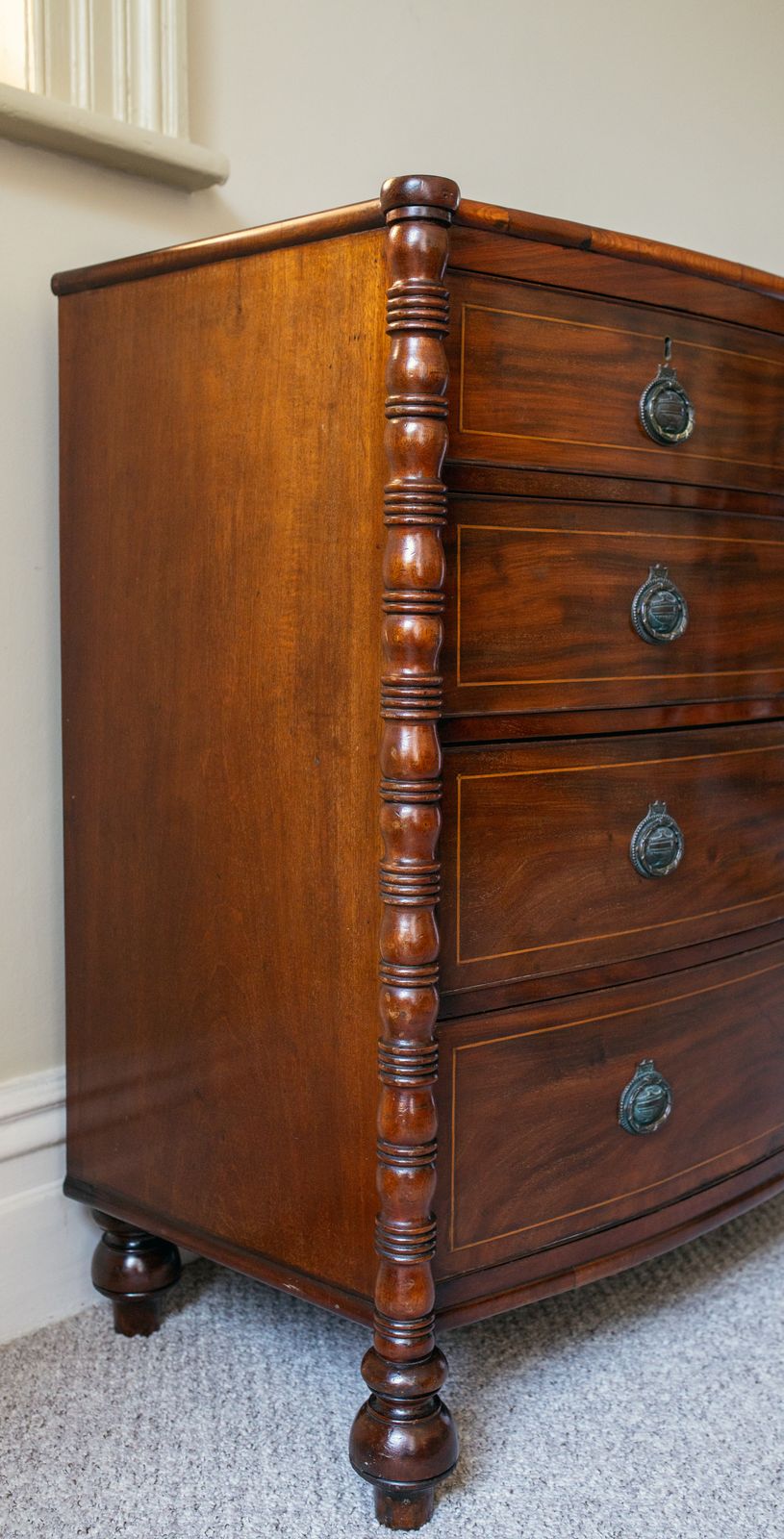 Mahogany Bow Front Chest Of Drawers By Jas Shoolbred & Co photo 850.0