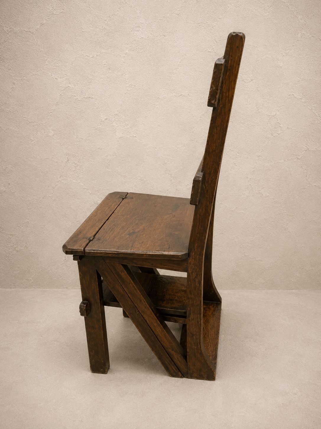 A Late Victorian Arts & Crafts Oak Metamorphic Library Chair, C.1890–1910, With photo vintage