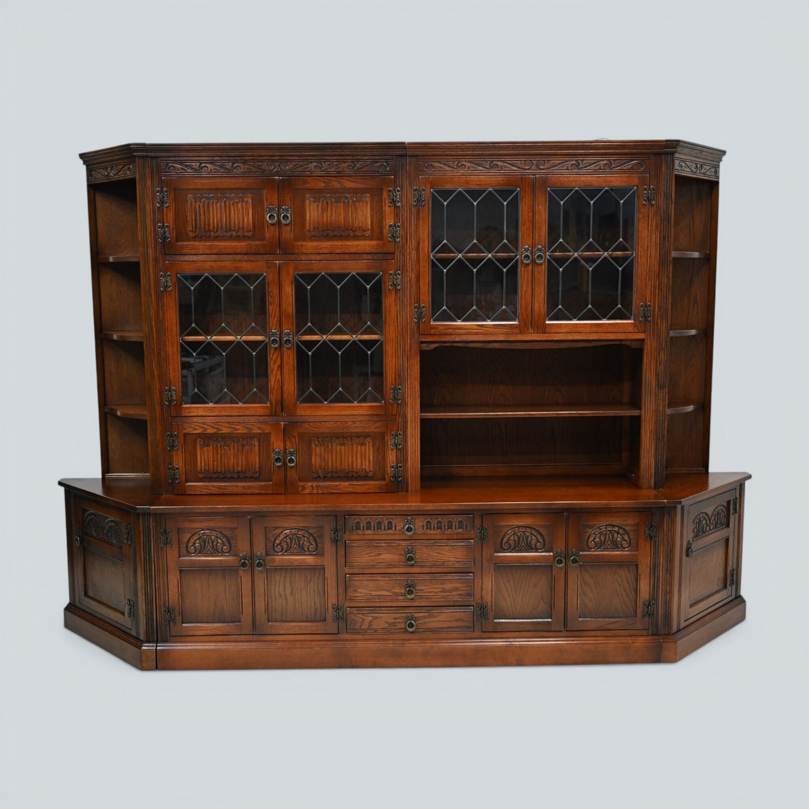 Old Charm Wall Unit Display Bookcase Tudor Brown Free Uk Delivery* photo furniture