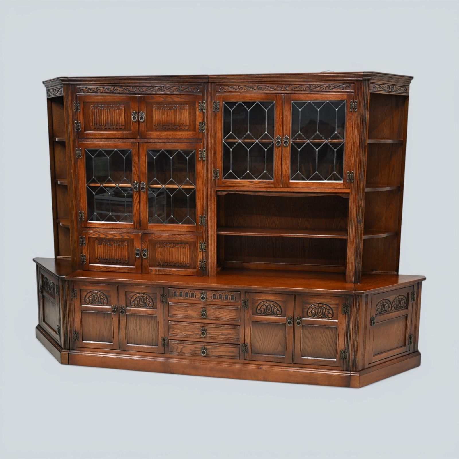 Old Charm Wall Unit Display Bookcase Tudor Brown Free Uk Delivery* photo for sale