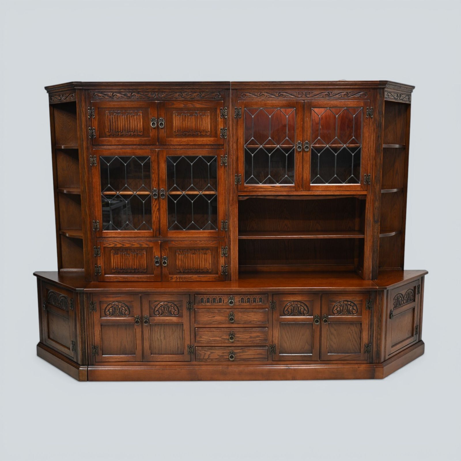 Old Charm Wall Unit Display Bookcase Tudor Brown Free Uk Delivery* photo vintage