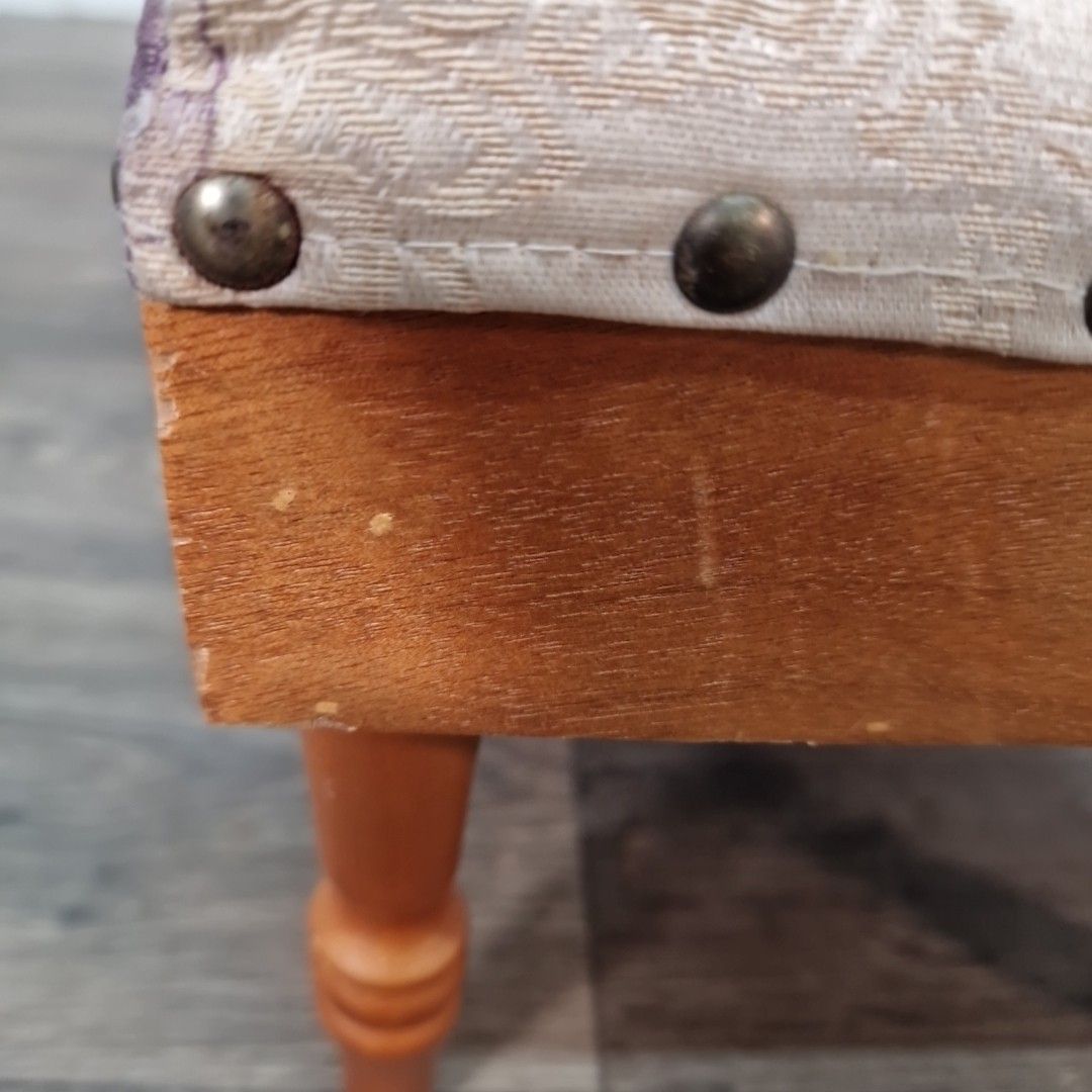 52.0 Vintage Upholstered Foot Stool Sewing Box Drawer Storage Bench Retro Wooden photo