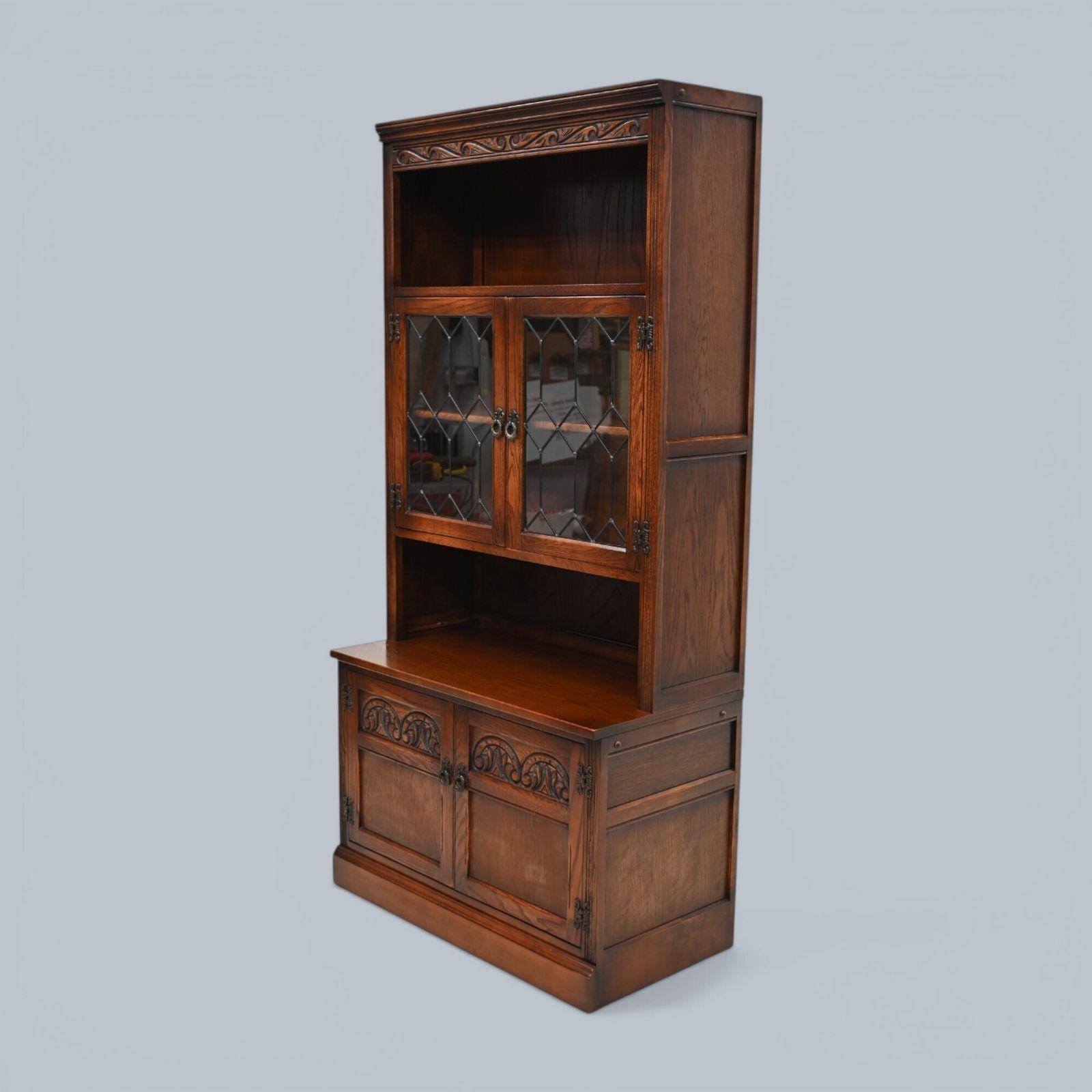 Old Charm Wall Unit Bookcase Display Oak Tudor Brown Free Delivery* photo for sale