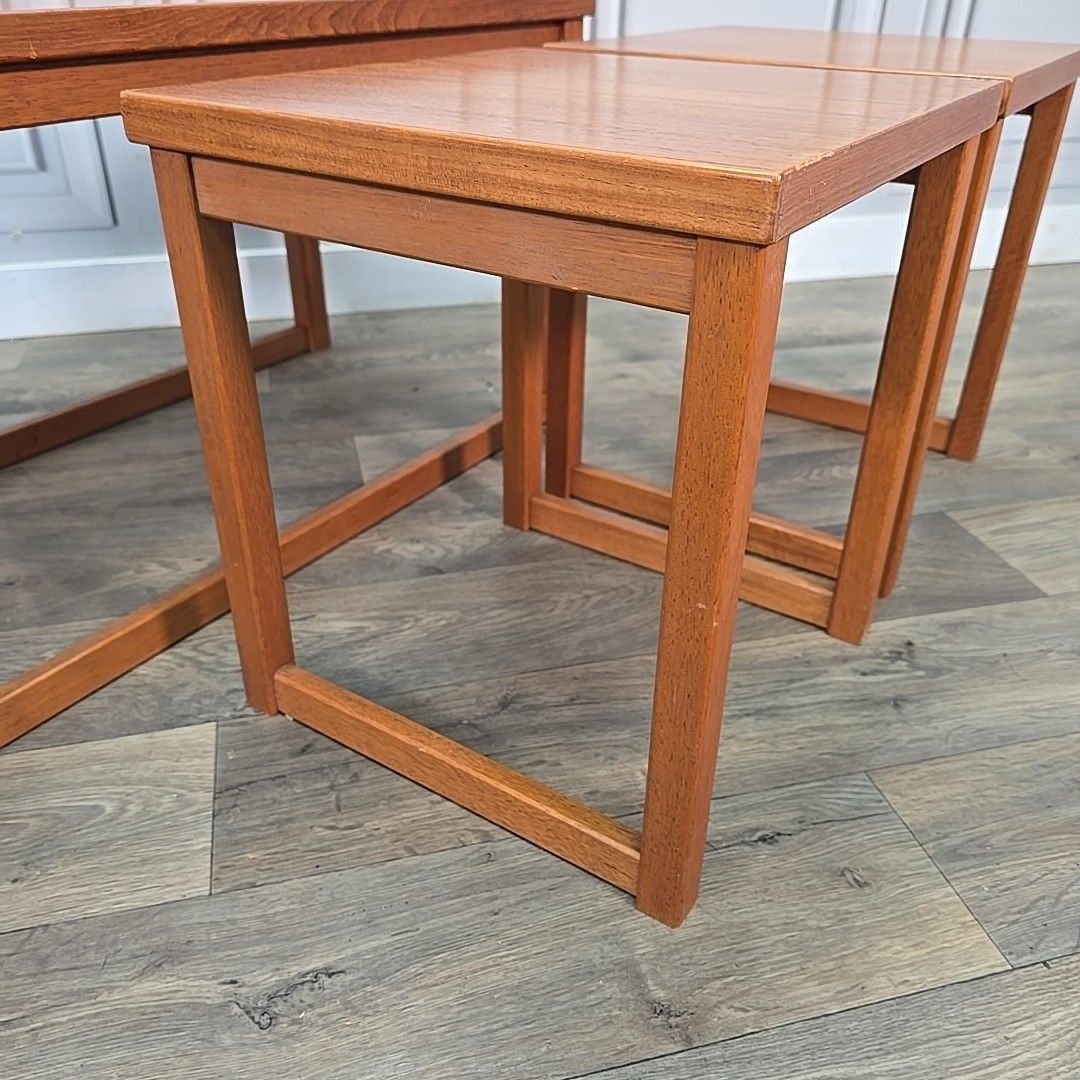 photo buy Retro Nest Of Tables Vintage Mid Century Modern Teak – Coffee Side Danish Mcm