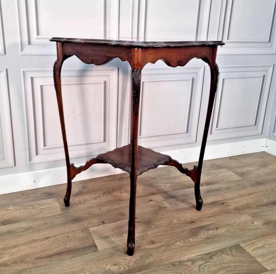 Antique Occasional Side Table Edwardian Mahogany Carved Window Hall Wooden photo furniture