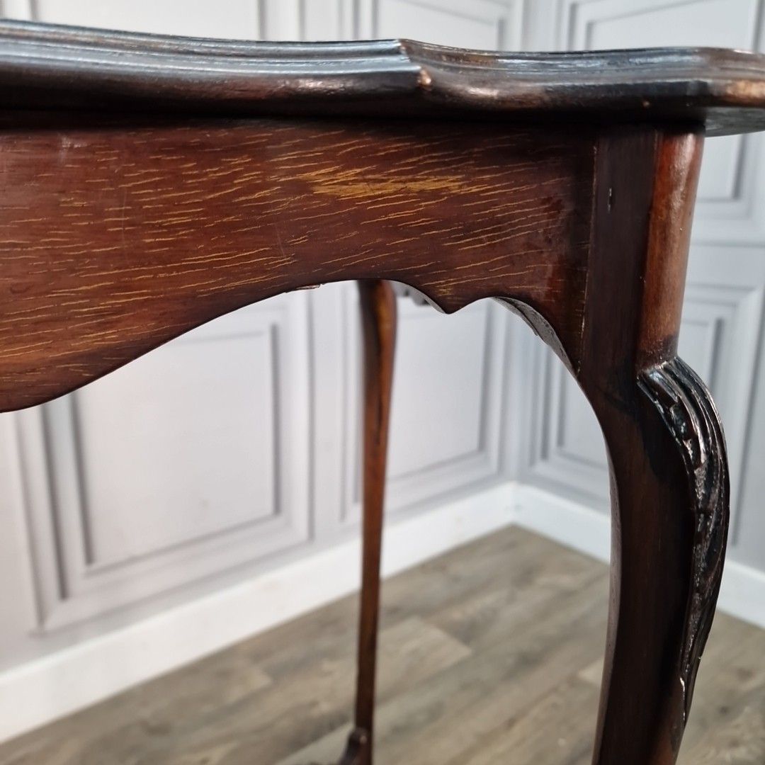 Antique Occasional Side Table Edwardian Mahogany Carved Window Hall Wooden photo vintage