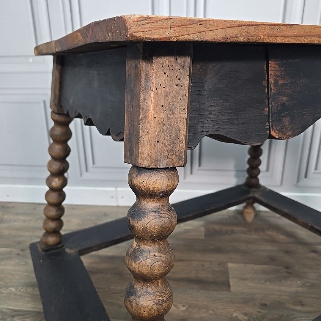 Antique Spanish Payment Table  Solid Wood Bankers Lamp Hall Drawer Bobbin Legs photo 430.0