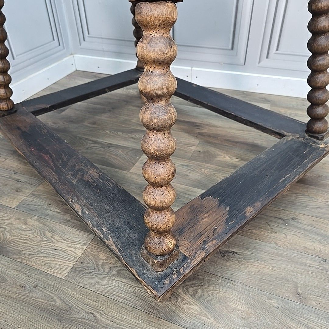 Furniture Antique Spanish Payment Table  Solid Wood Bankers Lamp Hall Drawer Bobbin Legs photo
