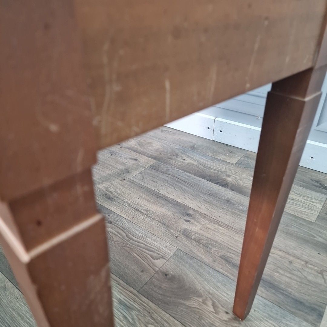 photo vintage Vintage Sewing Stool Coffee Table Wooden Lift Top Piano Music Tapered Legs