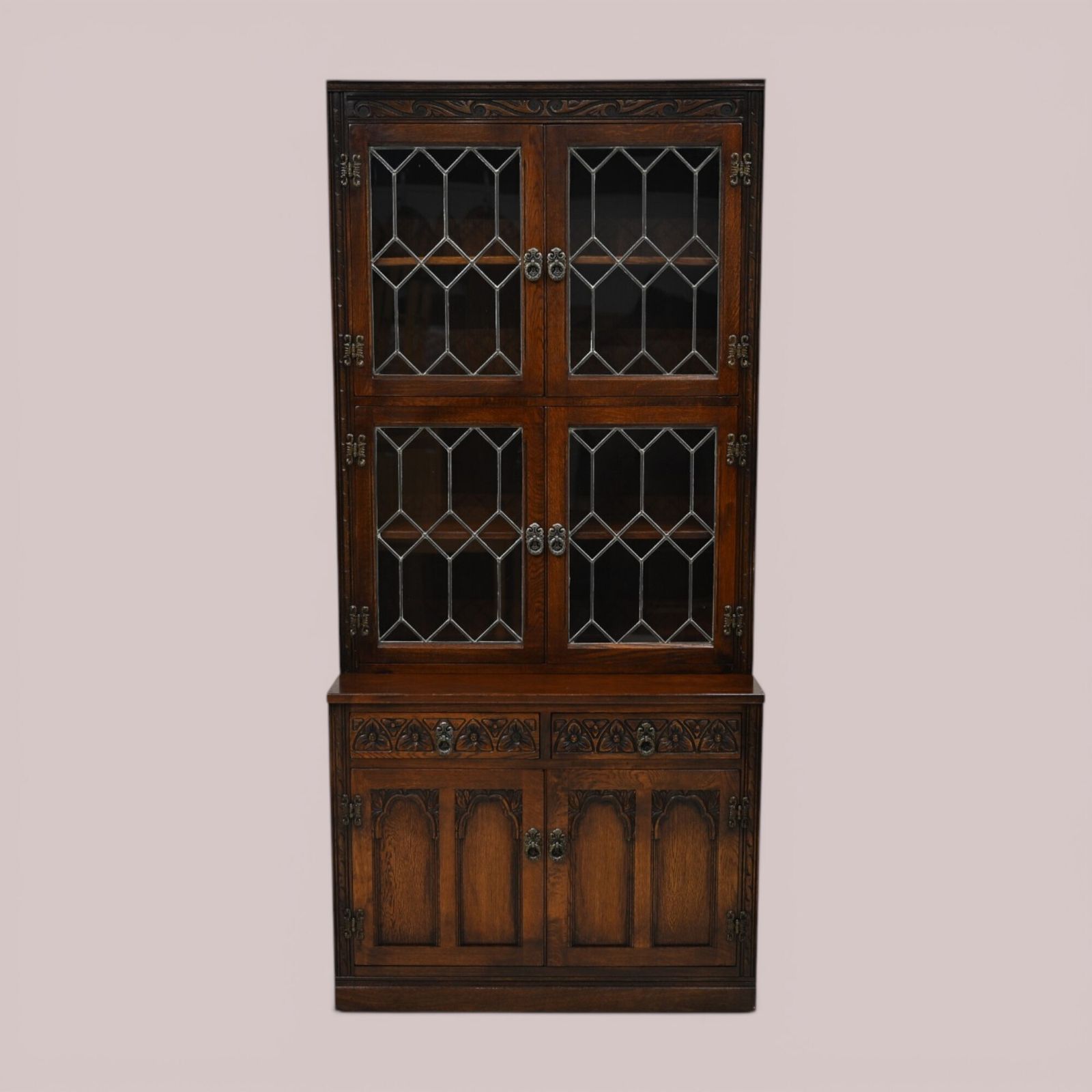 Old Charm Wall Unit Bookcase Display Drawers Tudor Brown Free Delivery* photo furniture