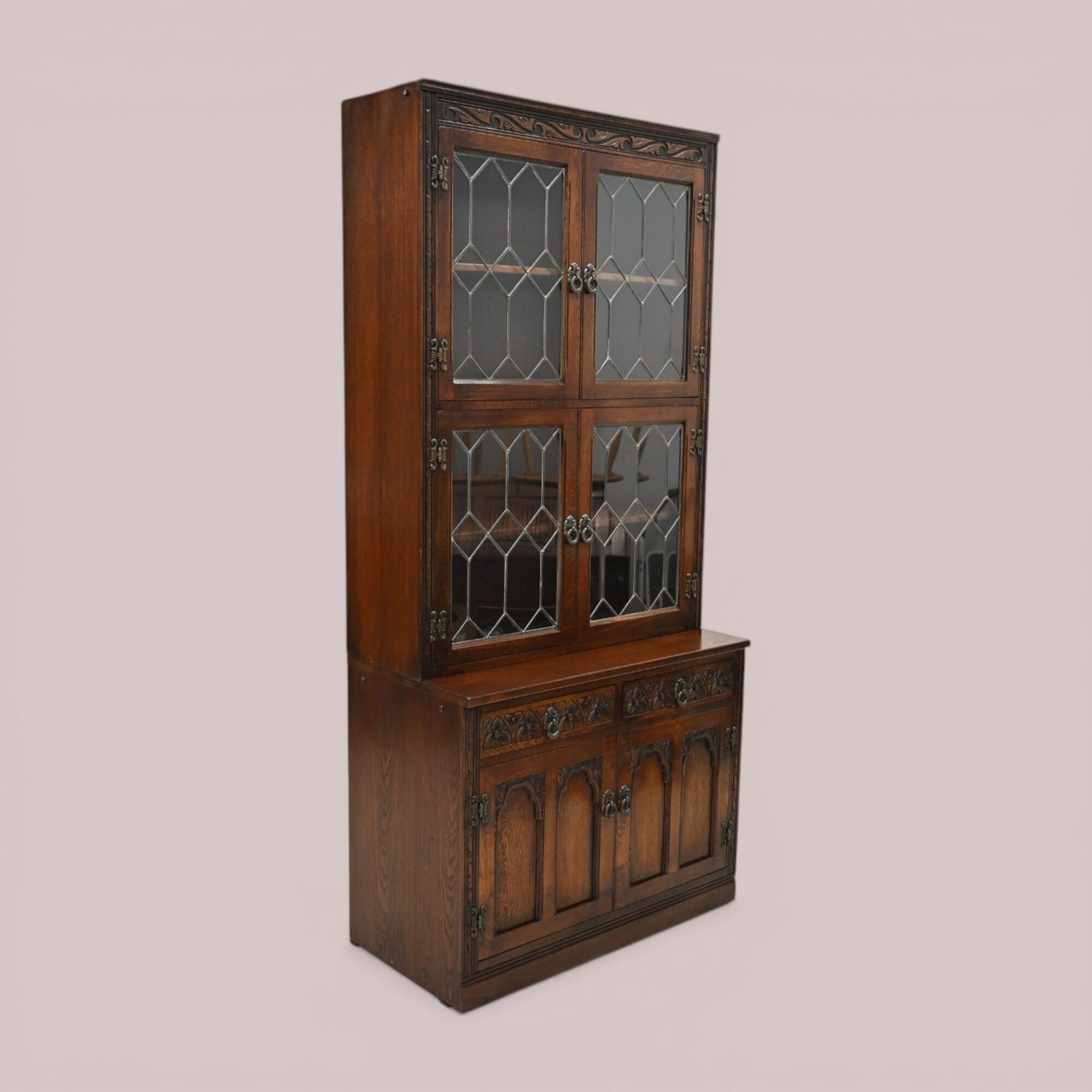 photo furniture Old Charm Wall Unit Bookcase Display Drawers Tudor Brown Free Delivery*