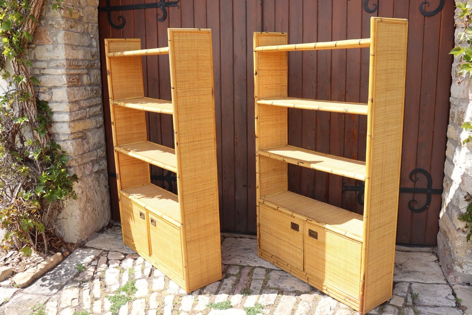 Rattan Shelves By Dal Vera, 1960s, Set Of 2 photo 3296.0
