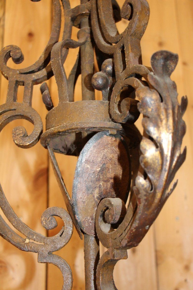 19th Century Wrought Iron Chandelier With Coat Of Arms photo buy
