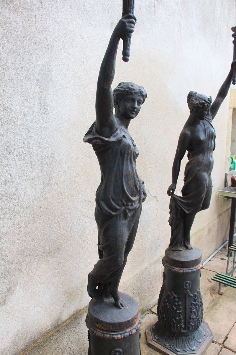 Antique Cast Iron Torchères, 1800s, Set Of 2 photo vinterior