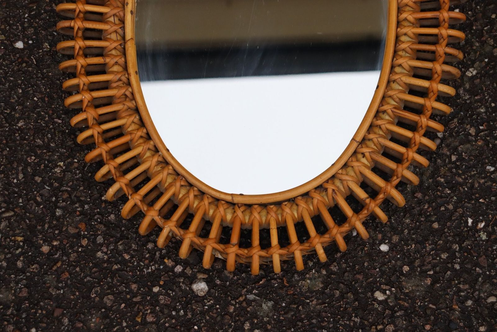 Rattan Mirrors Attributed To Franco Albini, Italy, 1950s 1960s, Set Of 2 photo for sale
