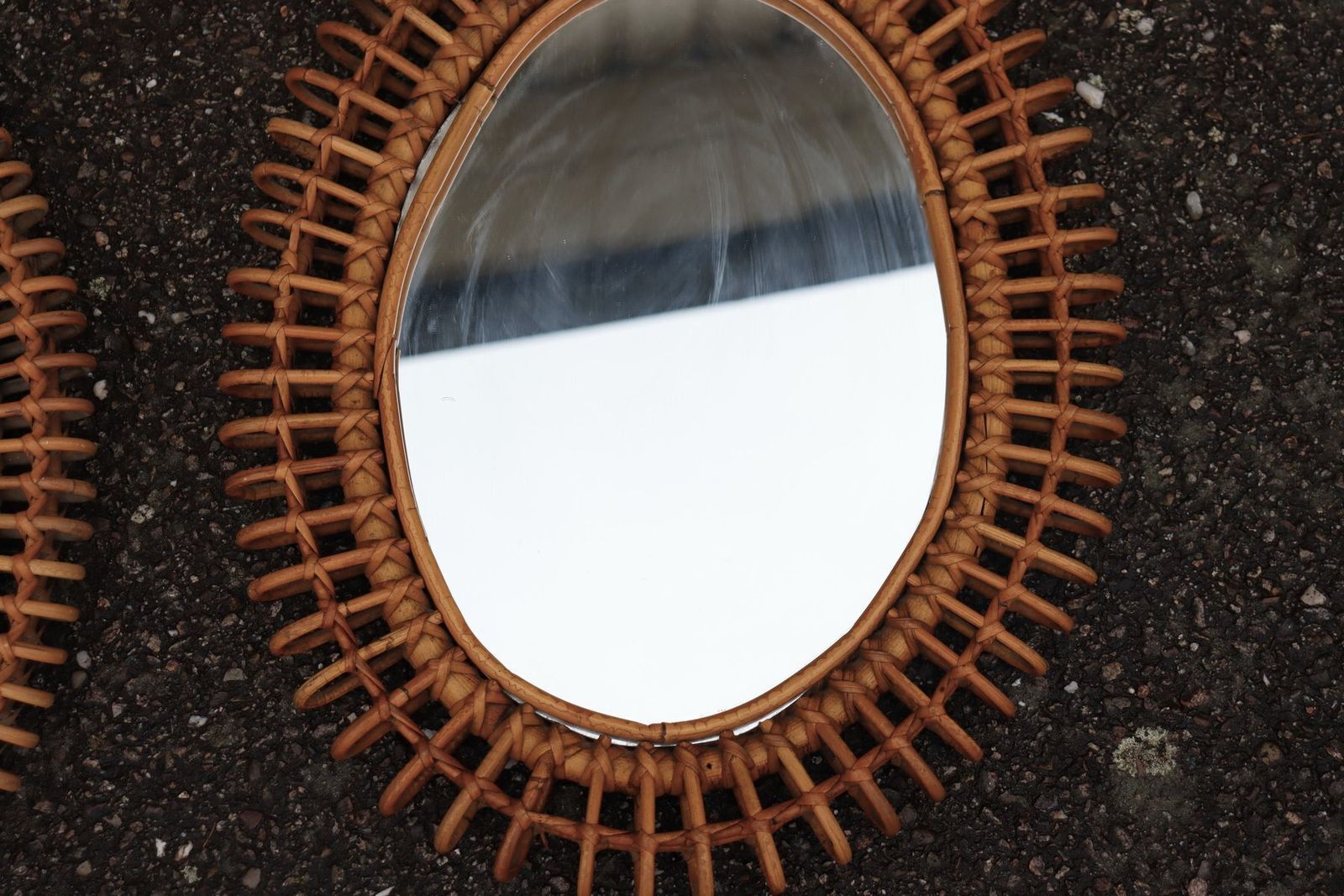 Rattan Mirrors Attributed To Franco Albini, Italy, 1950s 1960s, Set Of 2 photo buy