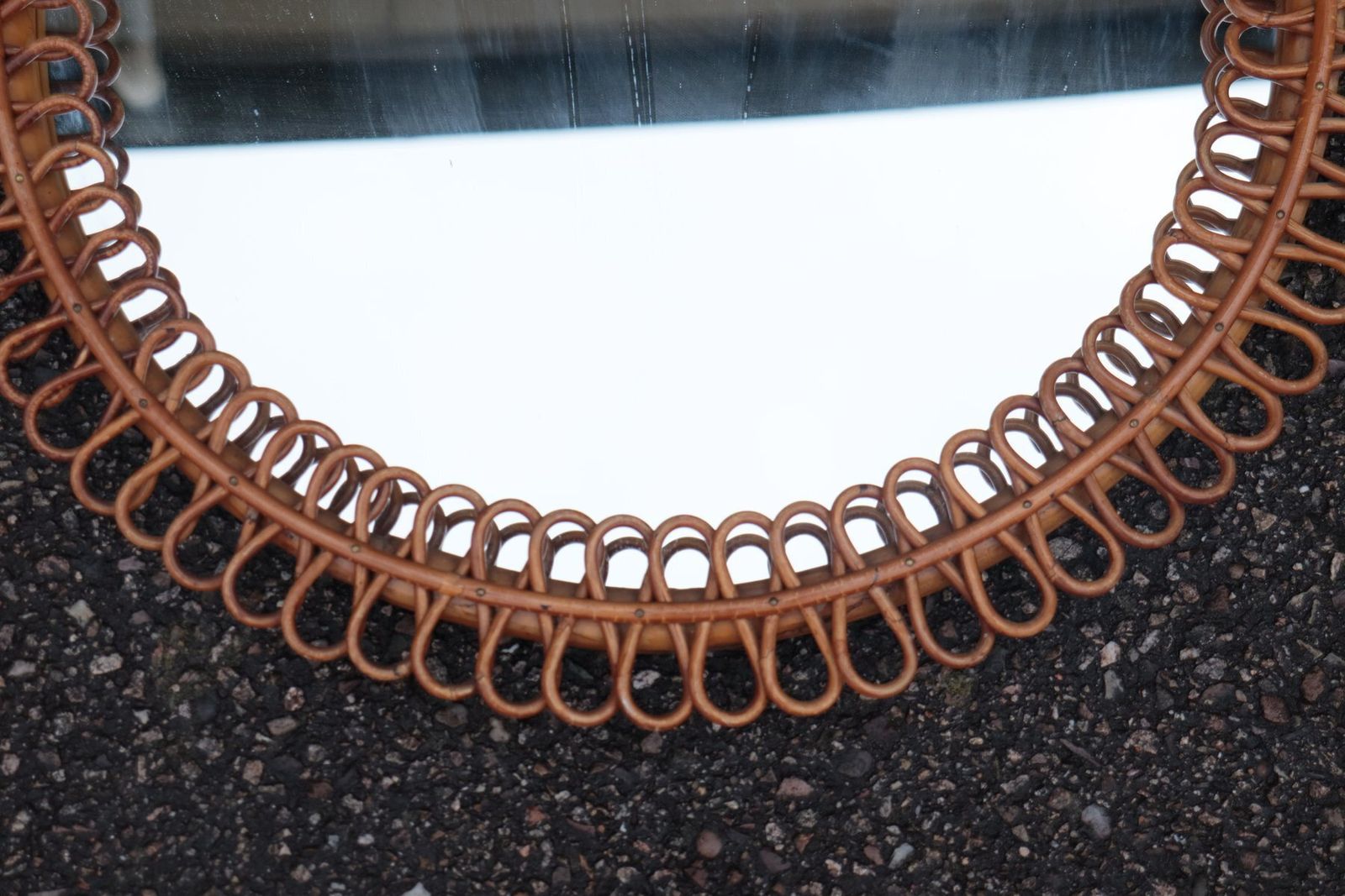 Large Rattan Mirror Attributed To Franco Albini, Italy, 1960s photo 1301.0