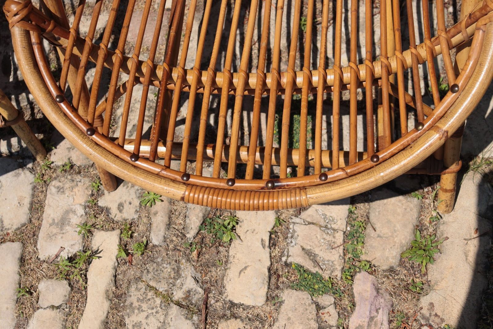 Set Of Rattan Armchairs By Audoux Minet, 1950 photo vintage