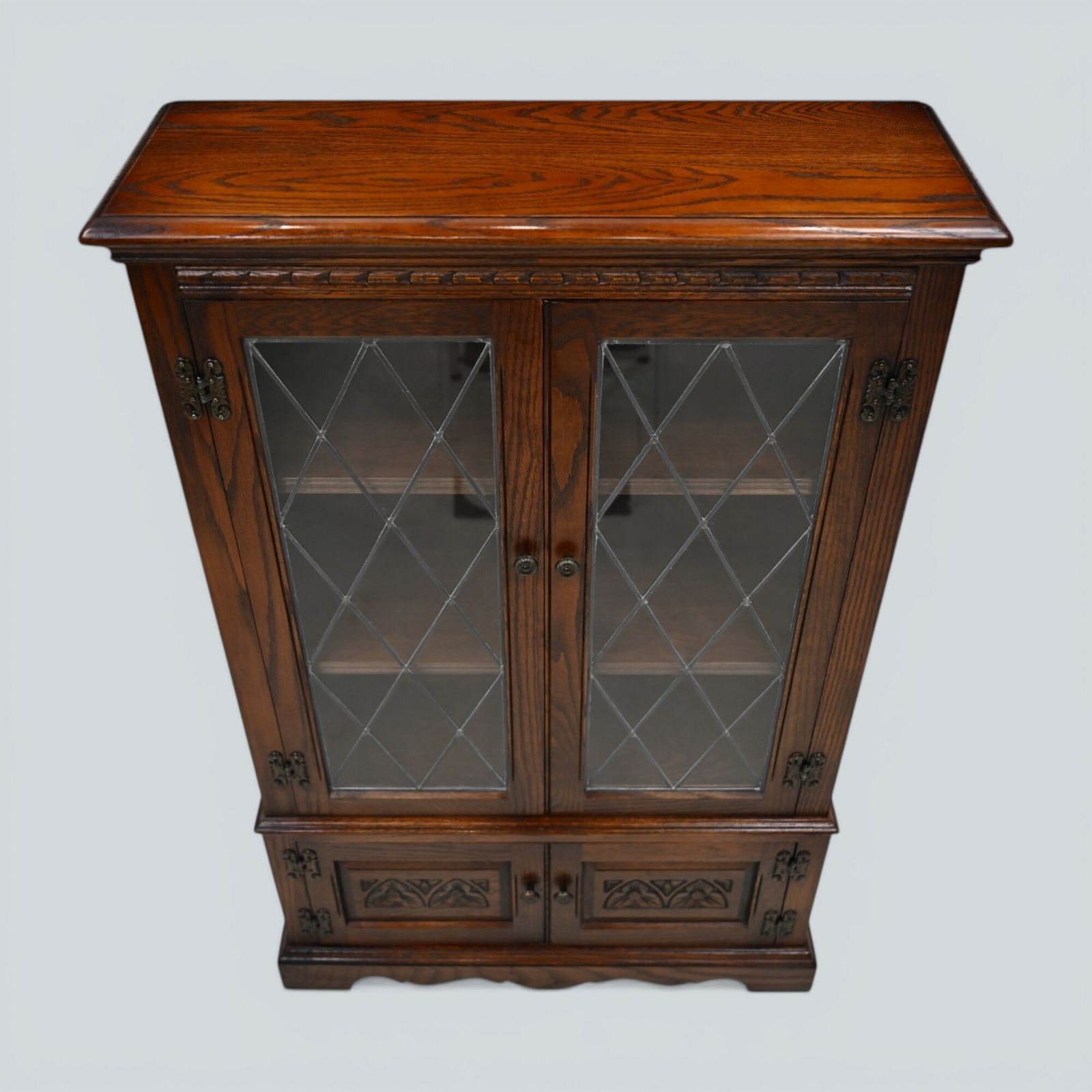 567.0 Old Charm Glazed Bookcase Shelves Tudor Brown Free Uk Delivery photo