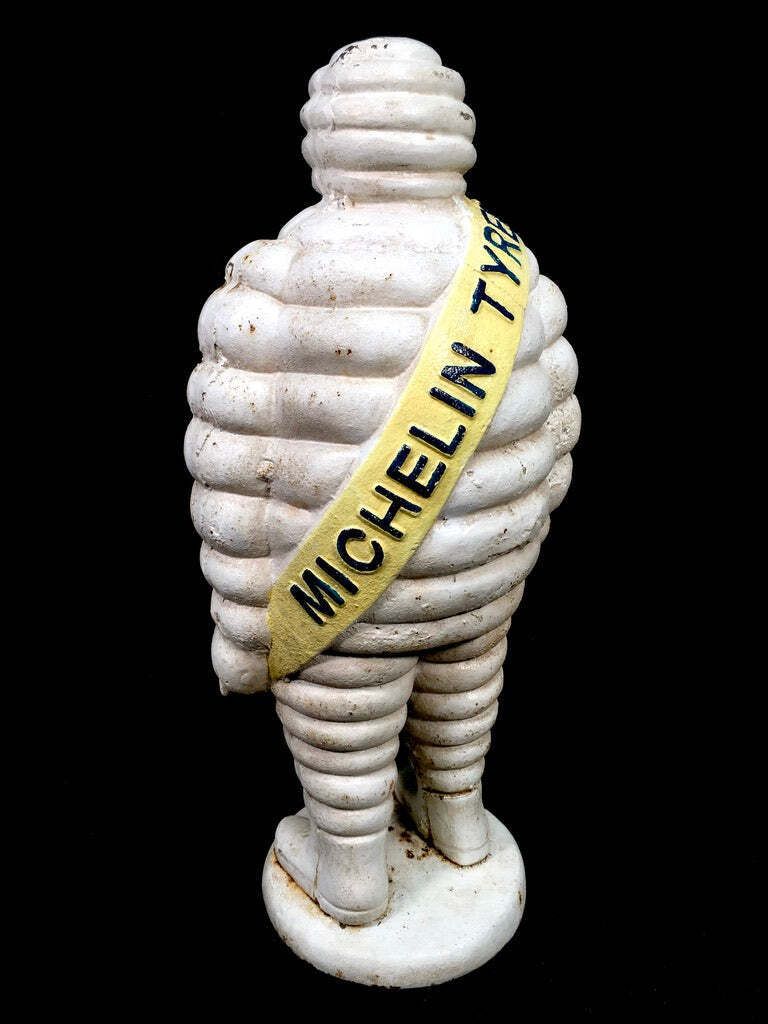 Antique Advertising 1940s Original Cast Iron Garage Michelin Man Bibendum Statue photo vintage