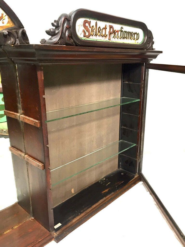 photo for sale Antique Wooden & Glazed Large Apothecary Chemists Shop Dispensing Cabinet C.1910