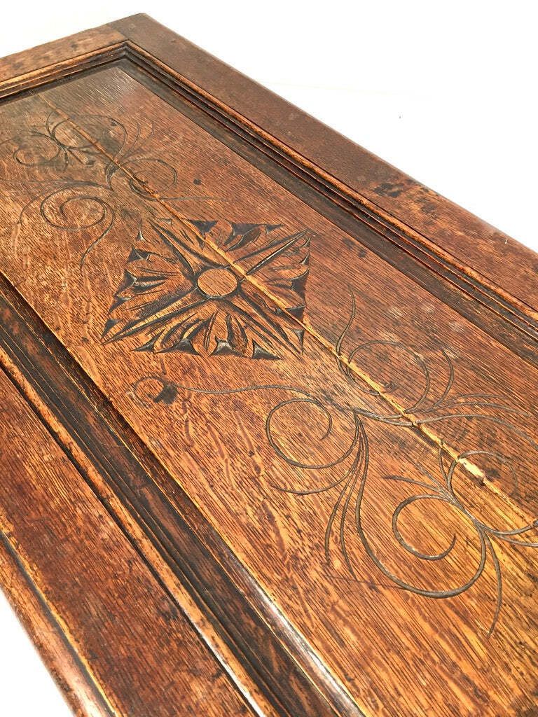 Antique Wooden Oak Hand Craved Panelled Storage Blanket Box / Coffer C.1900 photo 135.0