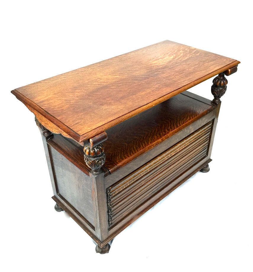 Antique Early 20th Century Oak Entrance Hall Monks Bench / Storage Seat photo vinterior