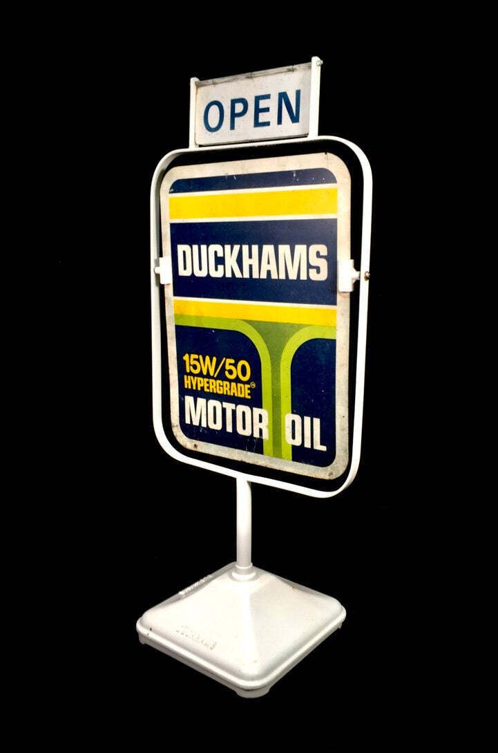 Antique Advertising   Vintage Duckhams Double Sided Garage Forecourt Swing Sign photo vinterior