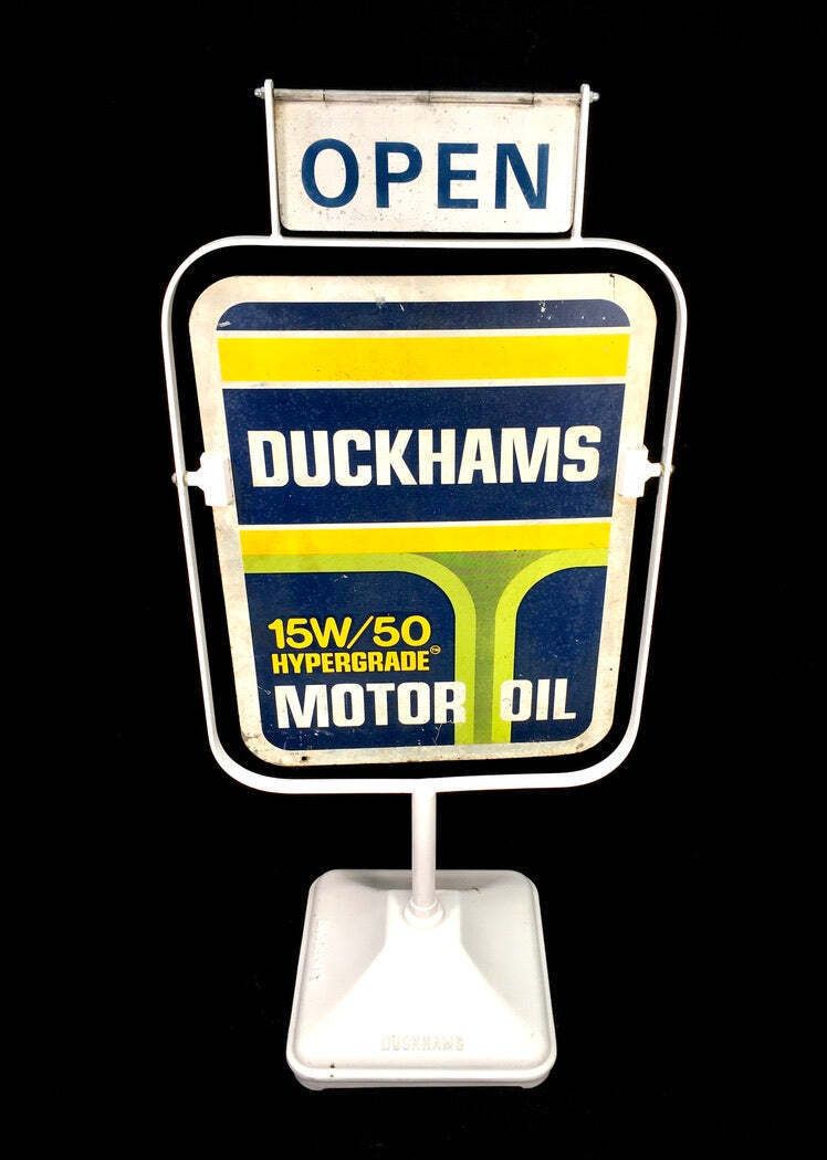 Antique Advertising   Vintage Duckhams Double Sided Garage Forecourt Swing Sign photo buy