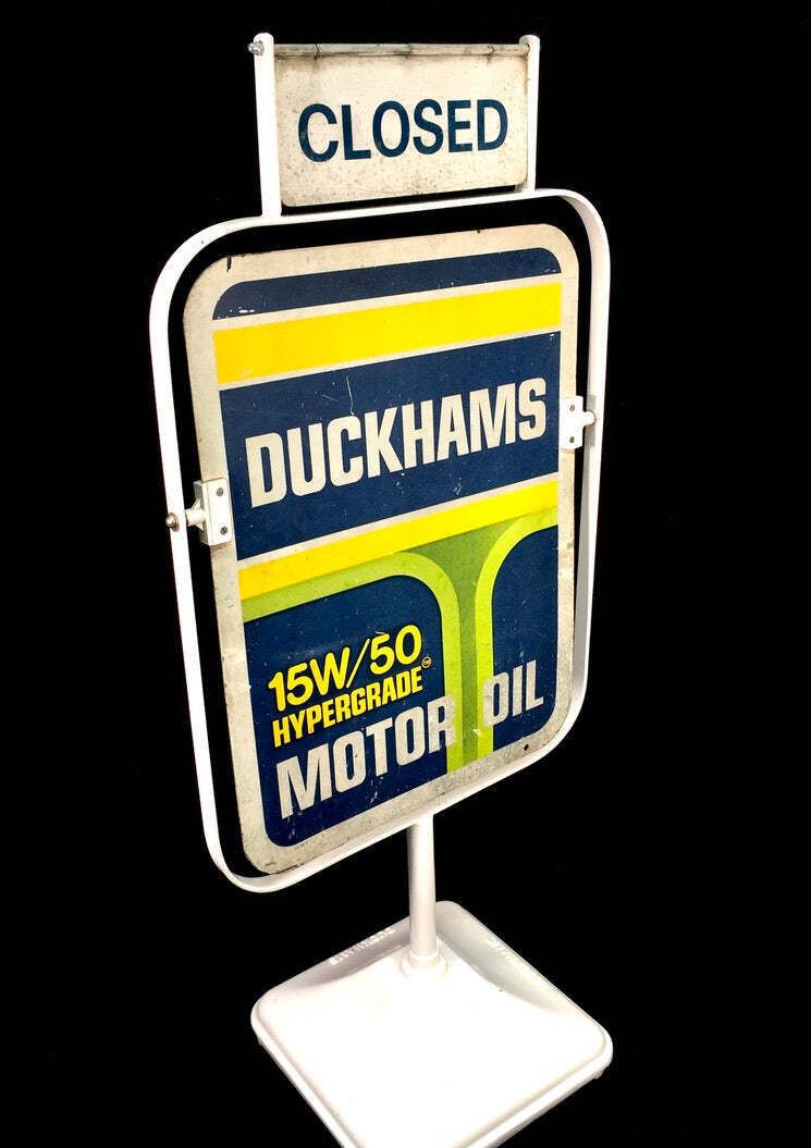 photo for sale Antique Advertising   Vintage Duckhams Double Sided Garage Forecourt Swing Sign