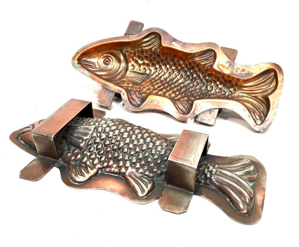Antique Kitchenalia   French Copper Fish Chocolate Mould By Letang Fils C.1900