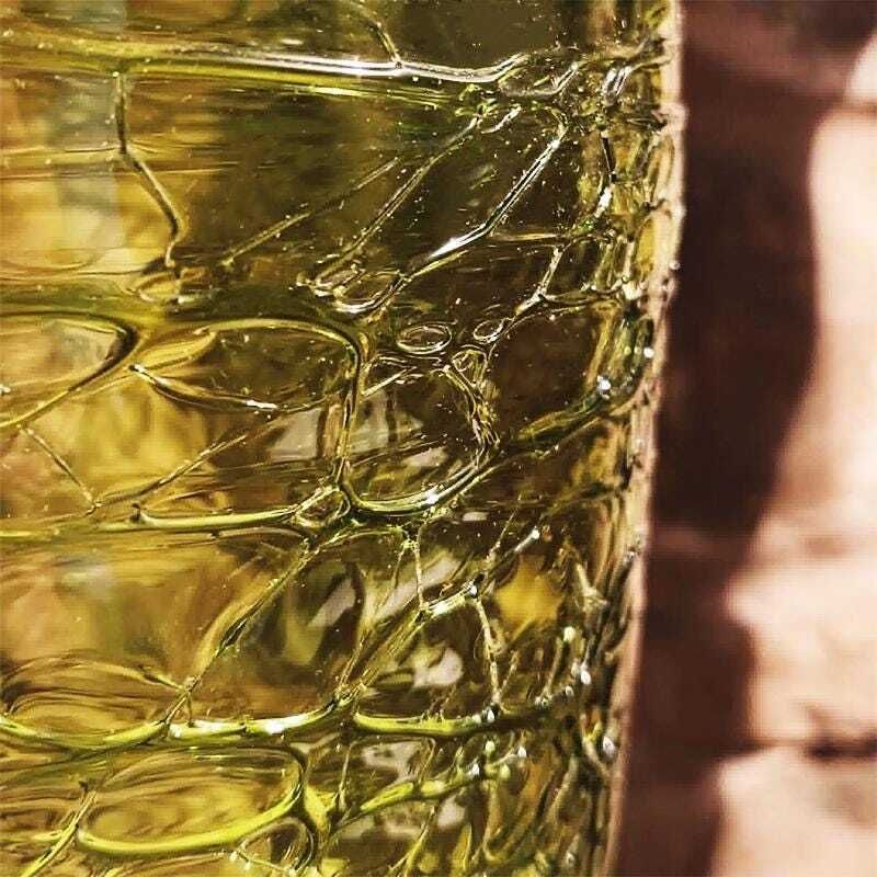 1970s Green Vase In Hand Worked Murano Glass   Made In Italy. 31 H Cm / 12.20 H Inches. photo vinterior