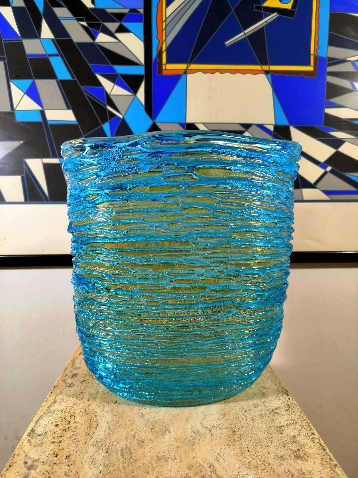 Mid Century Stunning Vase In Hand Worked Murano Glass By Sergio Costantini With The Rare Original Certificate. Made In Murano, Italy. photo 579.0
