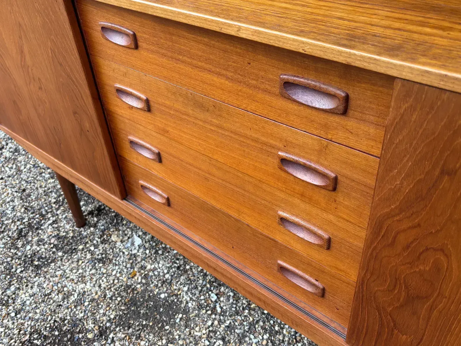 1200.0 Danish Teak Mid Century Sideboard With Sliding Doors By Clausen And Son photo