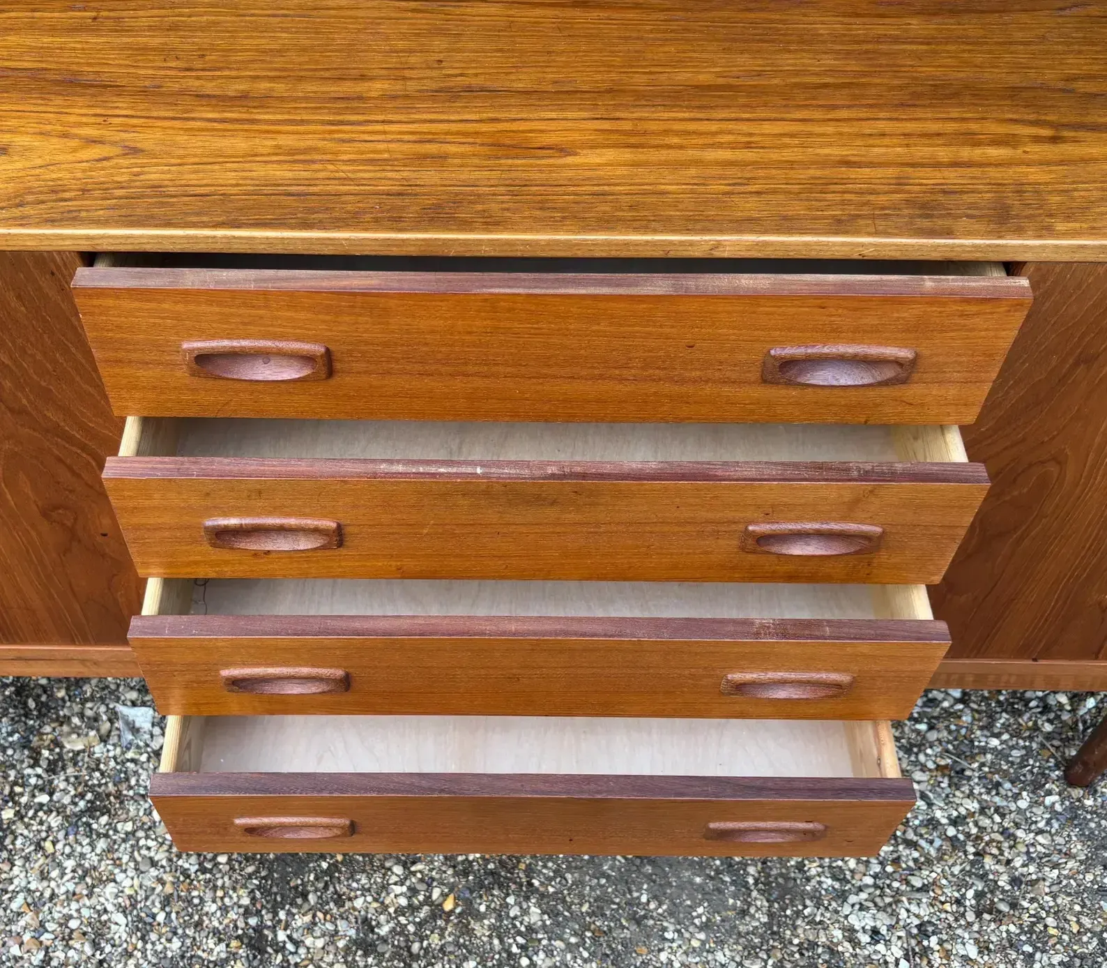 photo vintage Danish Teak Mid Century Sideboard With Sliding Doors By Clausen And Son