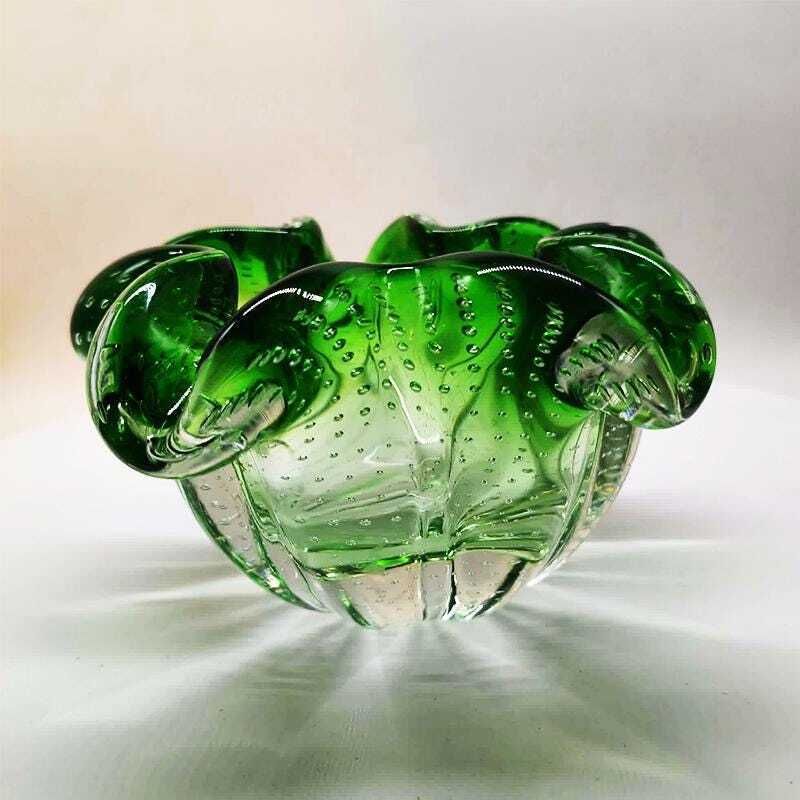 Grand cendrier ou vide-poche en verre de Murano à bulle d'air, années 1950, Italie. photo for sale