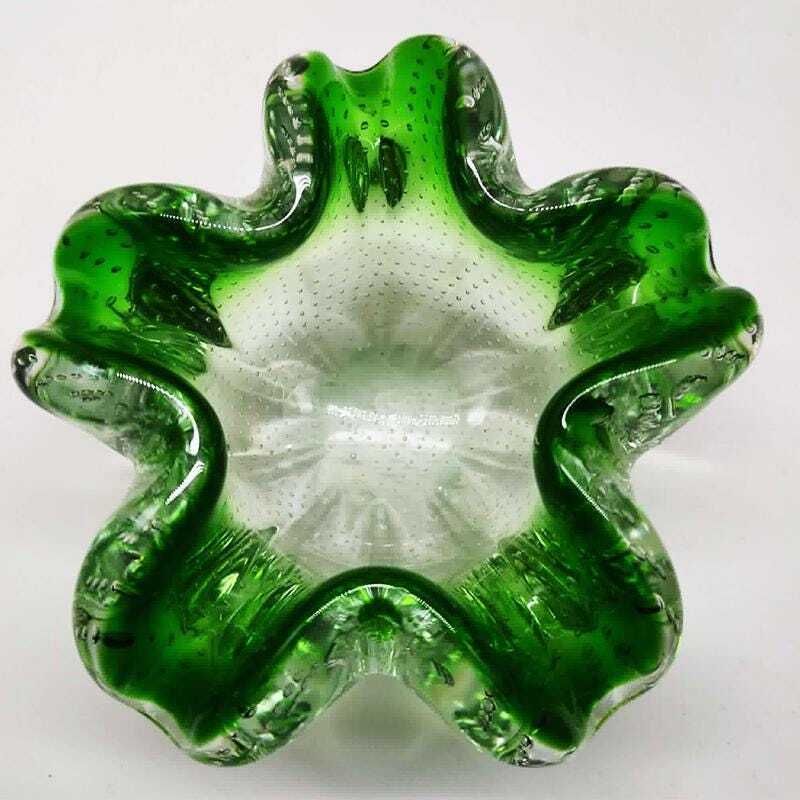 photo for sale Grote asbak of vide-poche in Murano-glas met luchtbel, ca. jaren 1950. Gemaakt in Italië.