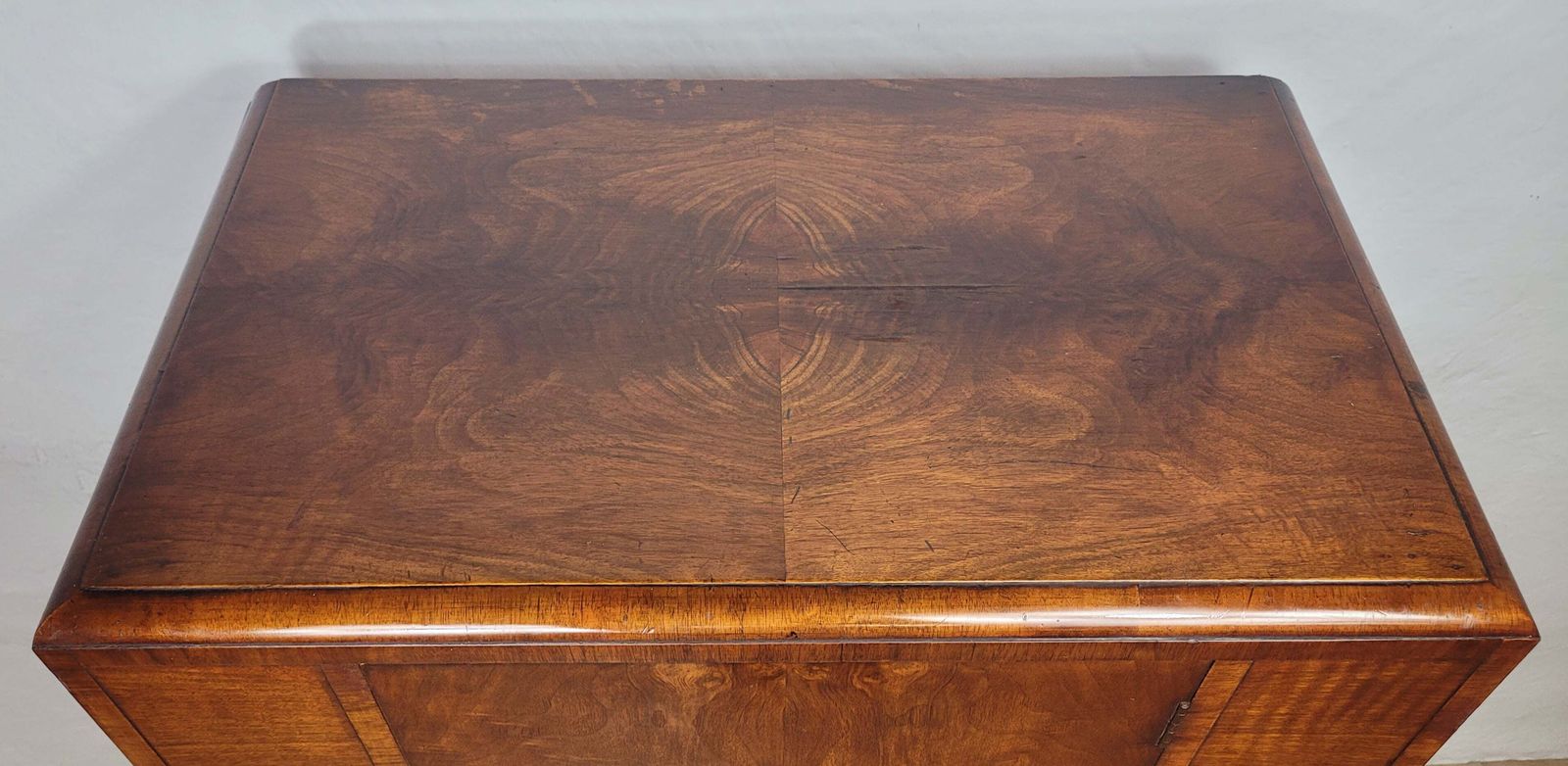 Vintage Walnut Tall Boy Art Deco Mid Century Lock And Key Delivery Available photo vinterior
