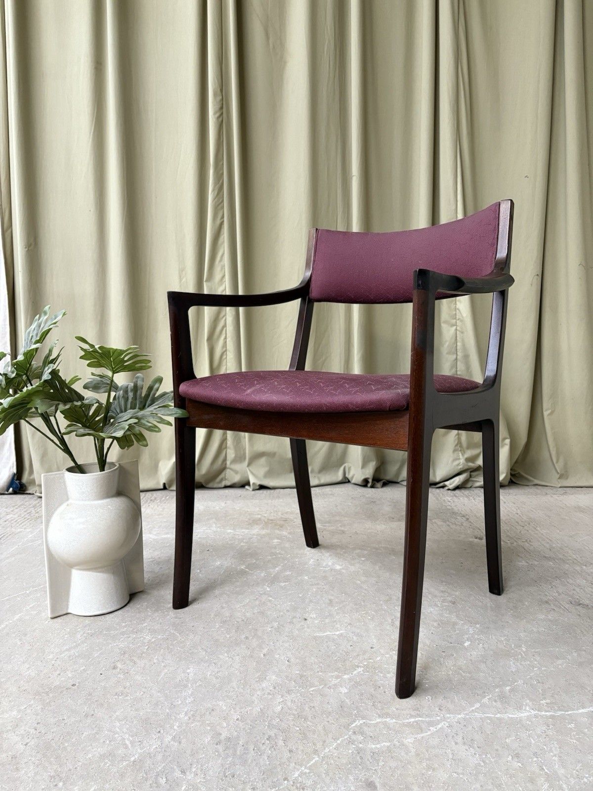 Vtg Mid Century Sculptured Desk Chair Armchair Fireside Carver Danish Retro R972