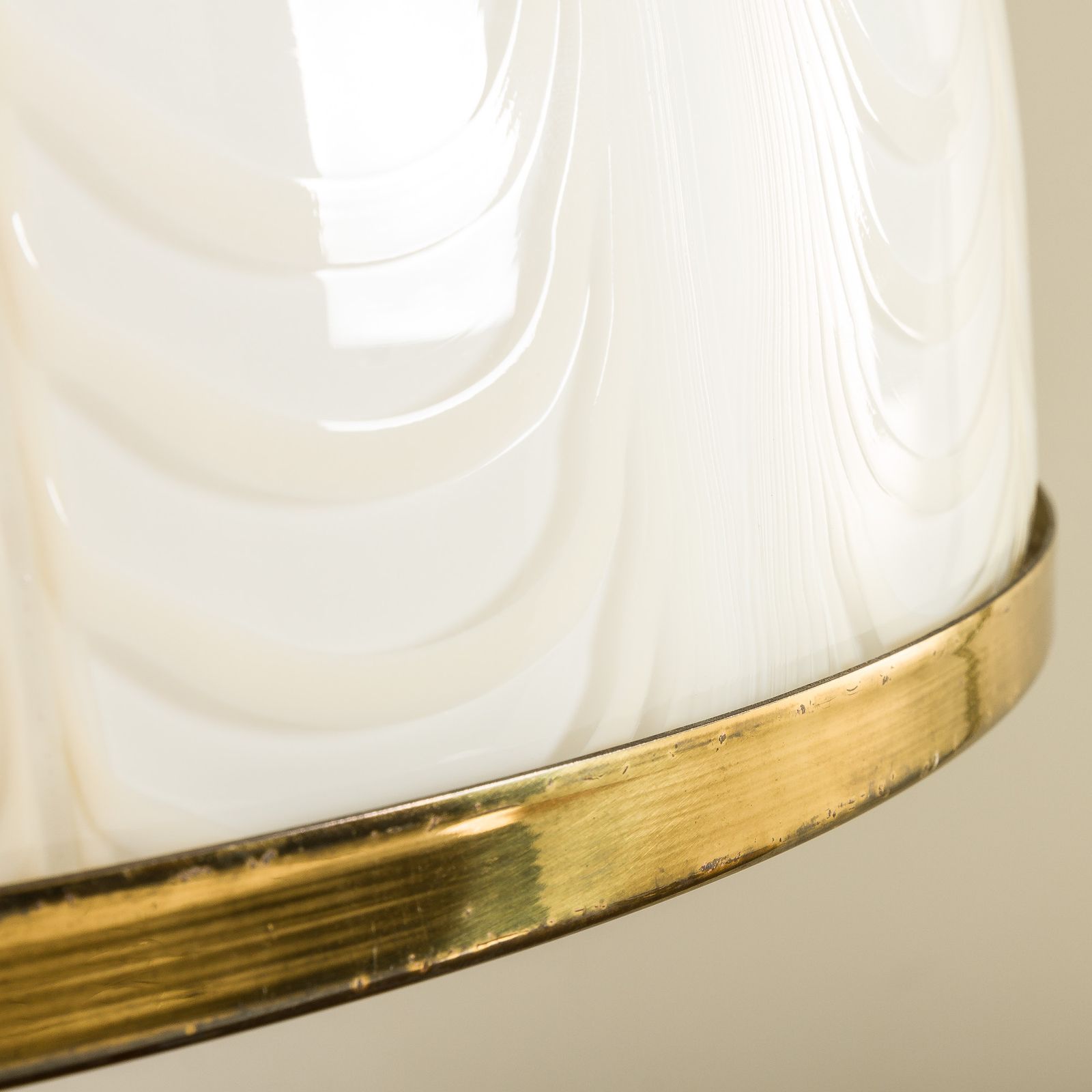 photo furniture Rare Romeo Rega Murano Glass And Brass Lamp, Italy 1980s