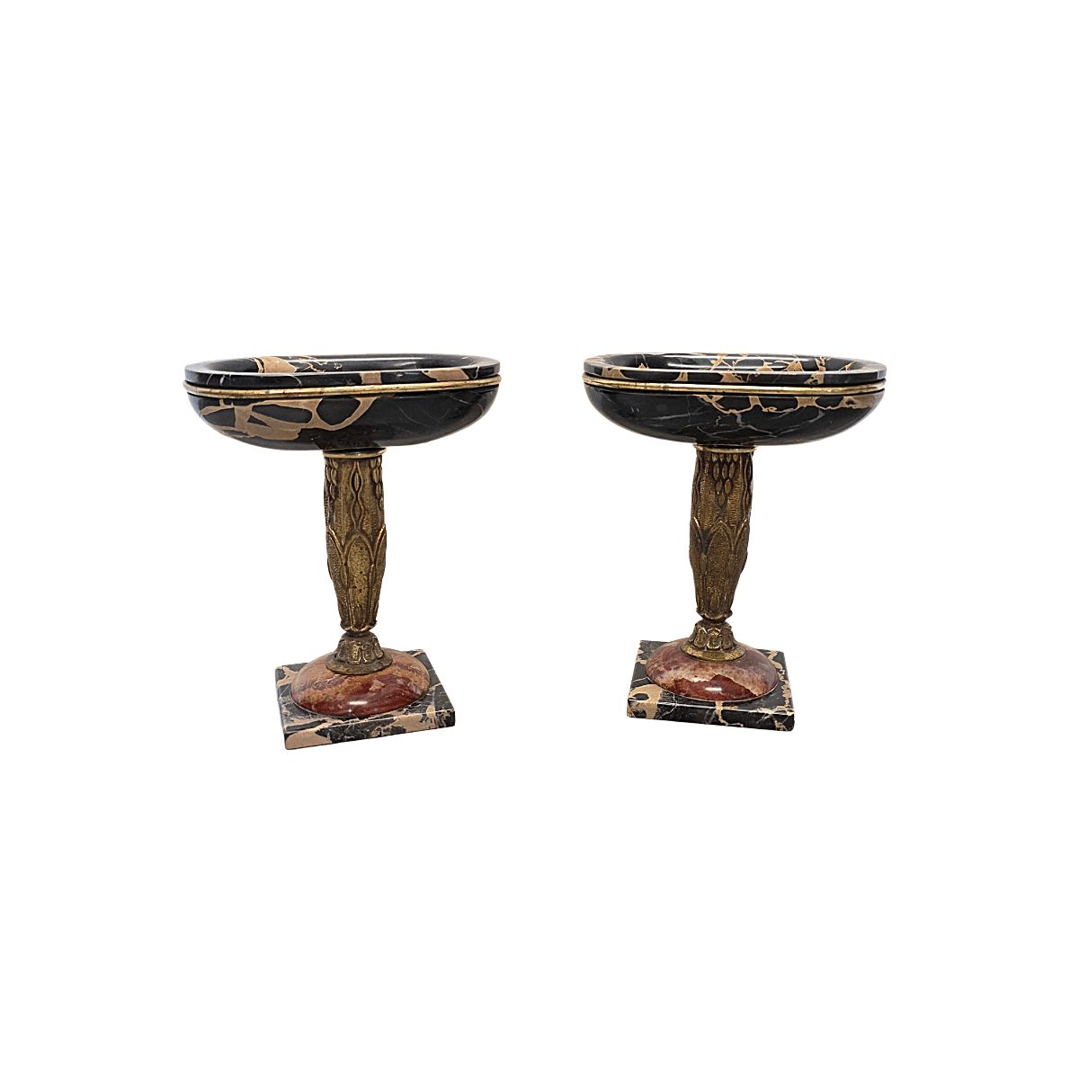 Franse art deco schalen van marmer en brons, 1920/30